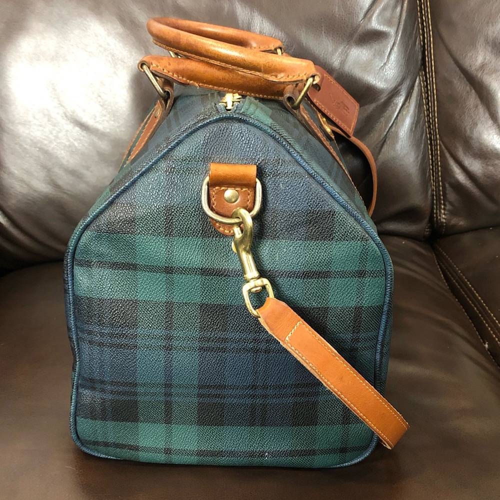 RALPH LAUREN Black Watch Plaid Boston Weekend Travel Duffle Doctors Bag 40cm - Picture 5 of 17